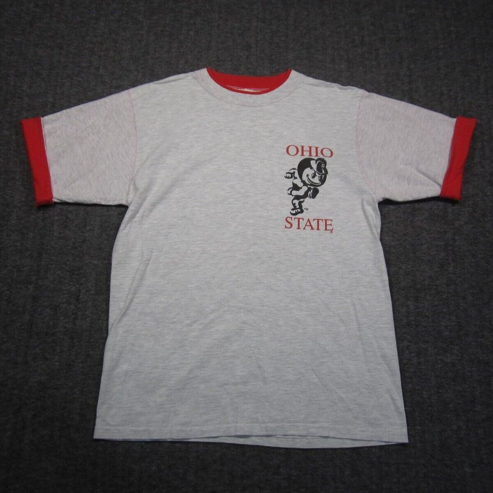 Vtg Ohio State Buckeyes Tee T Shirt Womens XL Roll‎ Sleeve Crew Neck OSU 90s USA